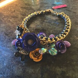 Statement Betsy Johnson Floral Necklace NWT